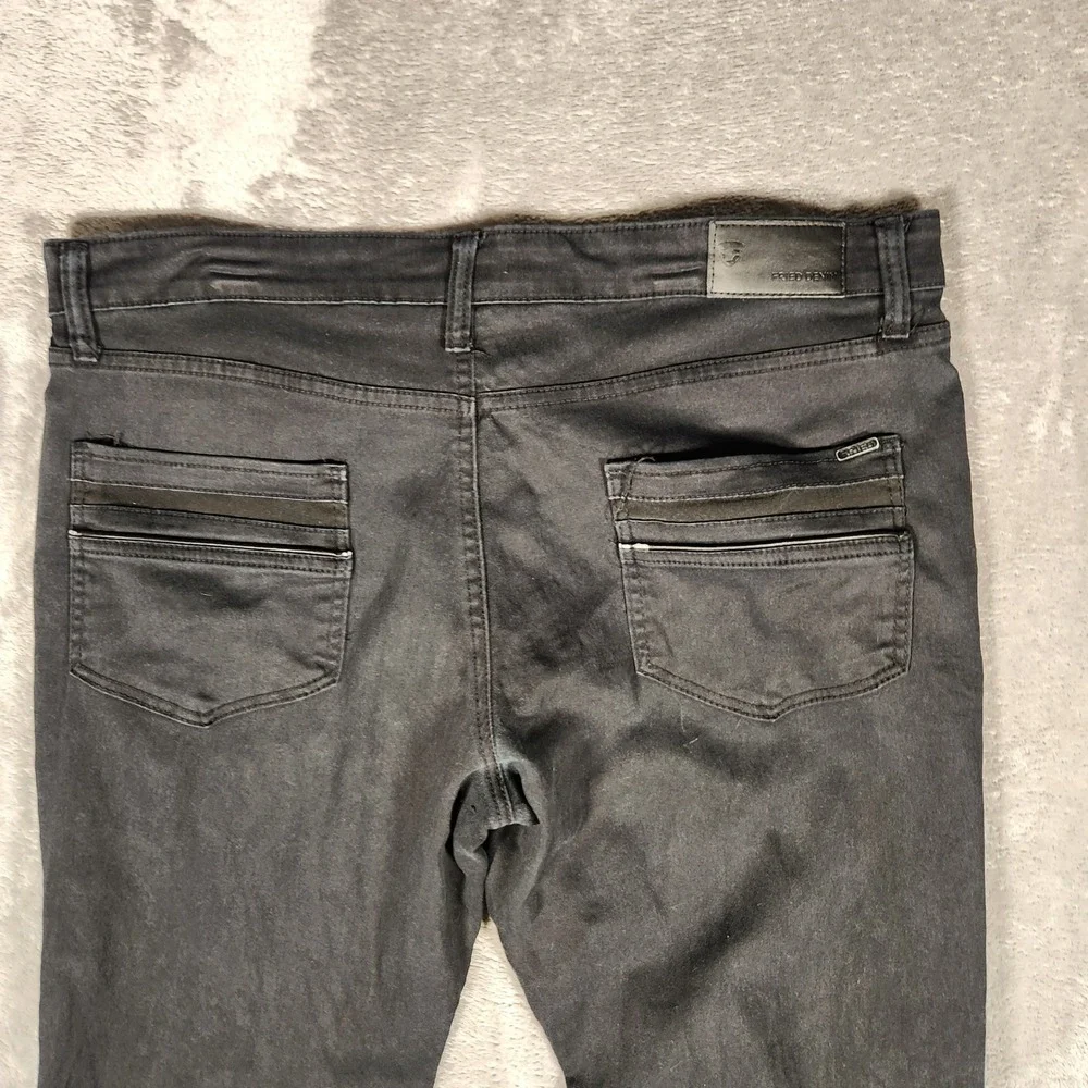 Fried Denim Moto Jeans Mens 38x32‎ Black Excellent Slim Fit Biker Pants